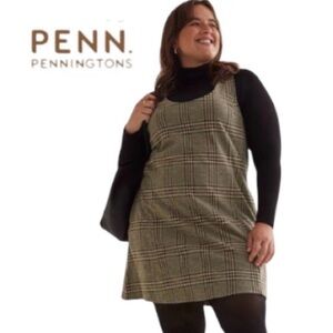 2X PENN Sleeveless Plaid Knit Dress/Pinafore